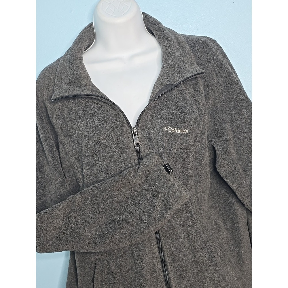 Columbia Full Zip Fleece Jacket Gray Pockets Waist Toggles Women's 1X